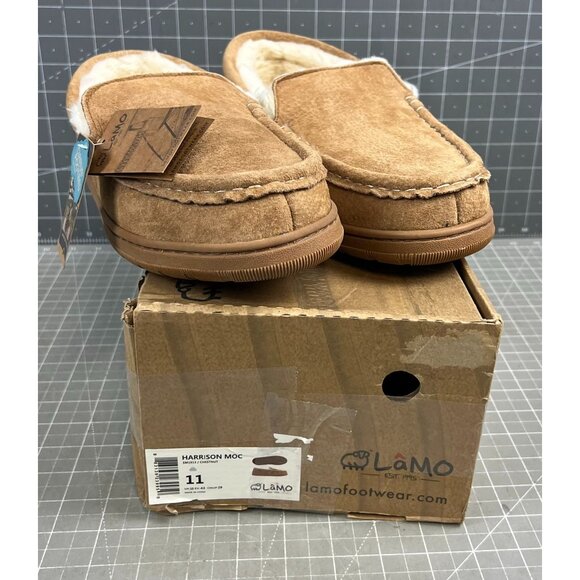 Lamo Men's Harrison Moccasin Slippers Size 11 Chestnut NEW - Picture 1 of 8
